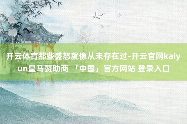 开云体育那些盛怒就像从未存在过-开云官网kaiyun皇马赞助商 「中国」官方网站 登录入口